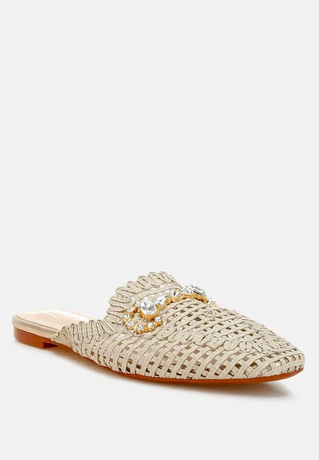 Roboma Metallic Woven Diamante Mules - Image 2