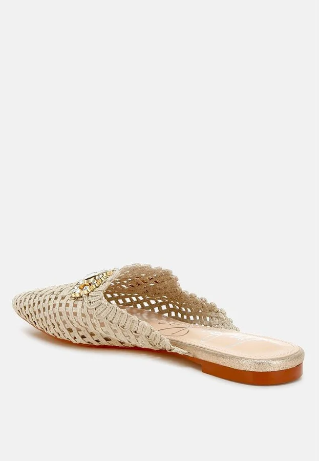 Roboma Metallic Woven Diamante Mules - Image 3