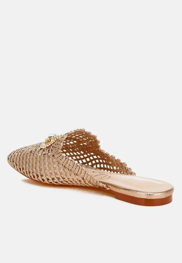 Roboma Metallic Woven Diamante Mules - Image 7