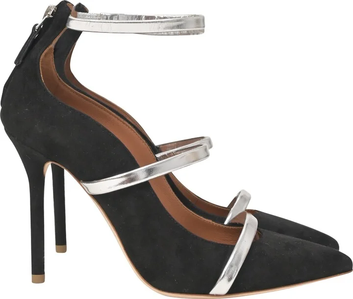 Robyn Ankle Strap Pumps in Black Suede