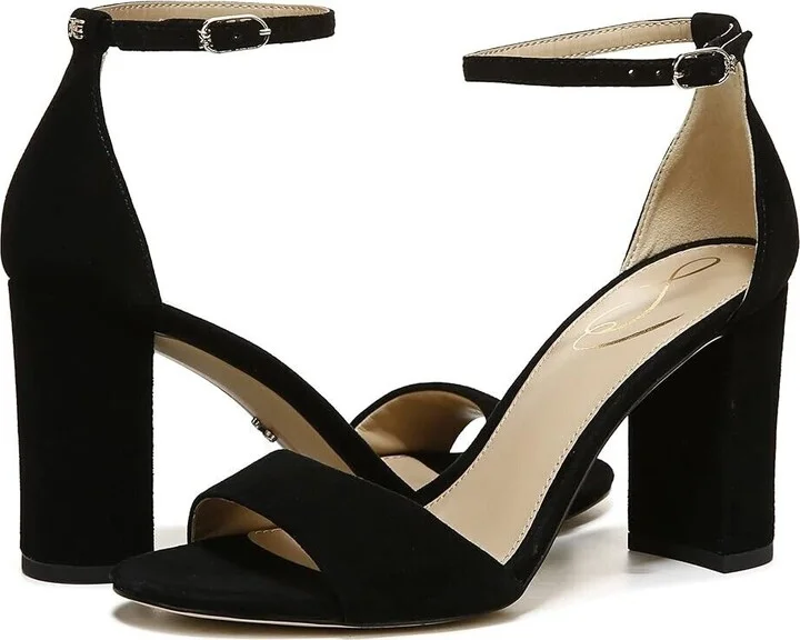 Robyn Sandals Women's 10 Black Suede Ankle Strap Block Heel KHD287