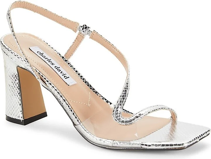 Rochelle Snakeskin Print Block Sandals - Image 2