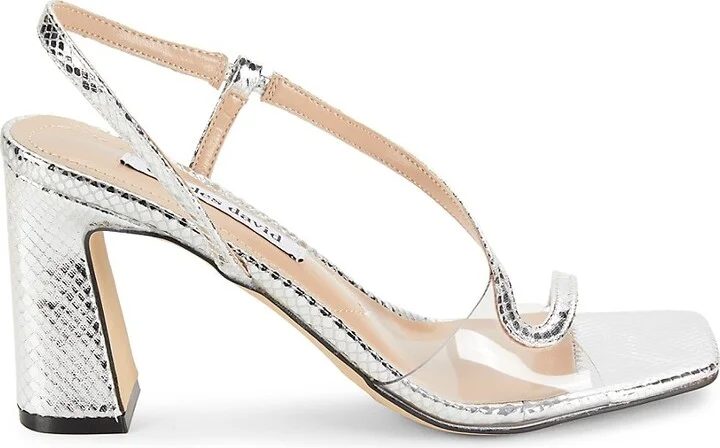 Rochelle Snakeskin Print Block Sandals