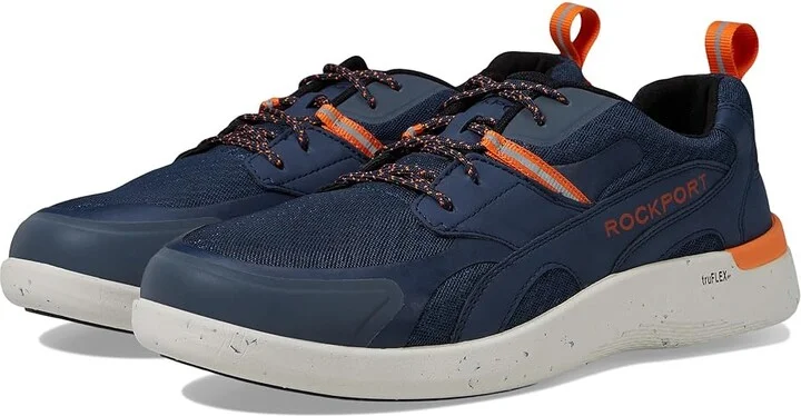 Rockport Works truFLEX(r) Fly Blucher Work EH Comp Toe Men's Shoes Navy/Orange : 7 M (D), Synthetic