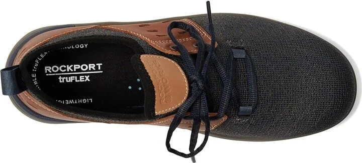 Rockport Works TruFlex Work Comp Toe SD Men's Shoes Blue/Tan : 7 W (EE), Textile/Leather - Image 2