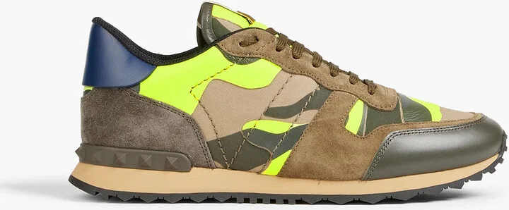 Rockrunner camouflage-print canvas, suede and leather canvas sneakers