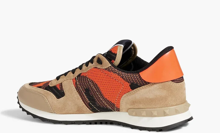 Rockrunner camouflage-print stretch-knit, leather and suede sneakers - Image 6