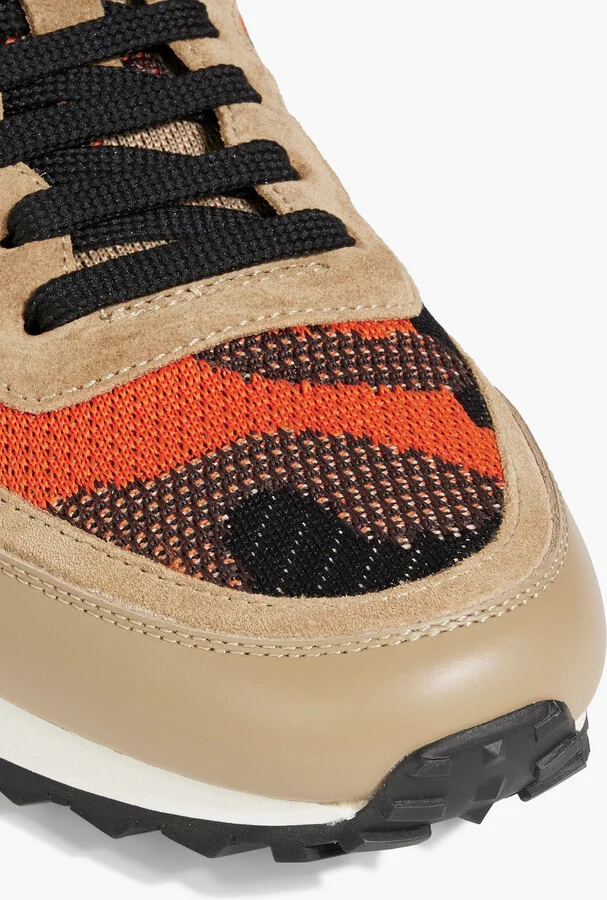 Rockrunner camouflage-print stretch-knit, leather and suede sneakers - Image 7