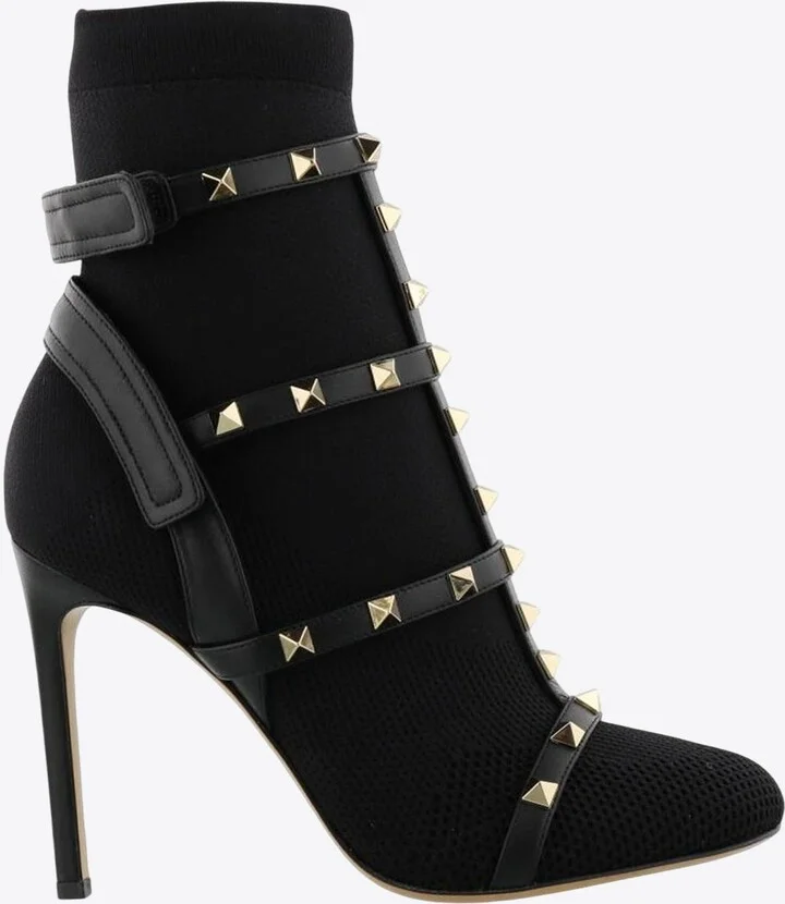 Rockstud 105 Stretch Knit Ankle Boots