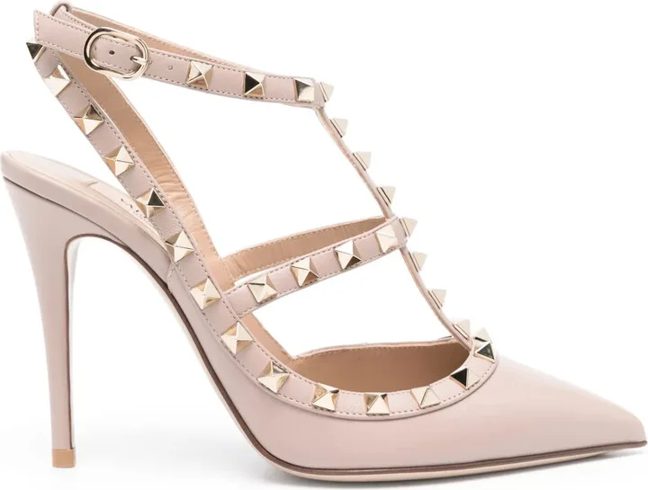 Rockstud 105mm leather pumps
