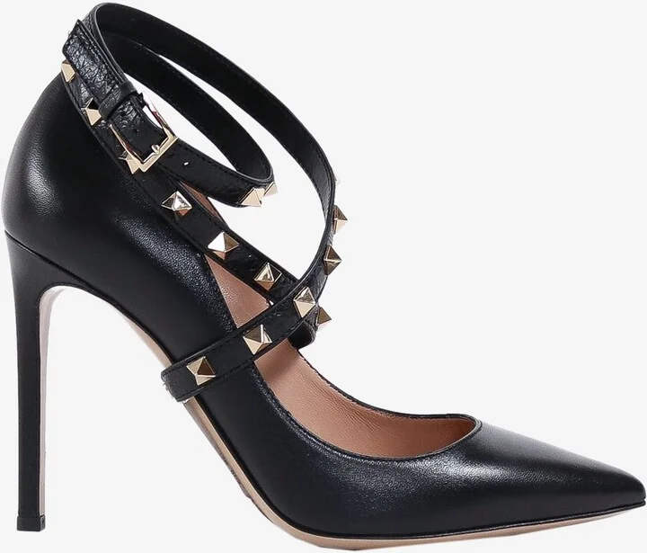 Rockstud 120 Ankle-Wrap Leather Pumps