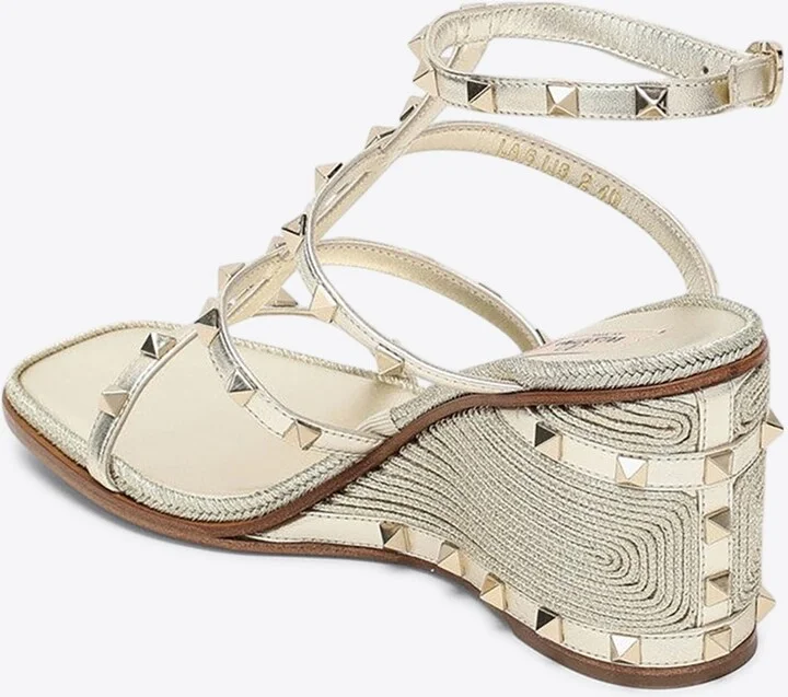 Rockstud 60 Laminated Leather Wedge Sandals - Image 2