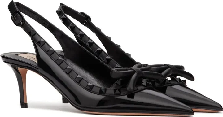 Rockstud 60mm bow-detail slingback pumps - Image 2