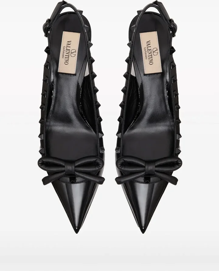 Rockstud 60mm bow-detail slingback pumps - Image 4