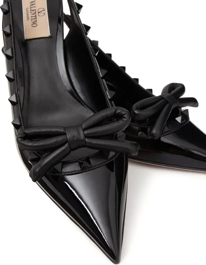 Rockstud 60mm bow-detail slingback pumps - Image 5