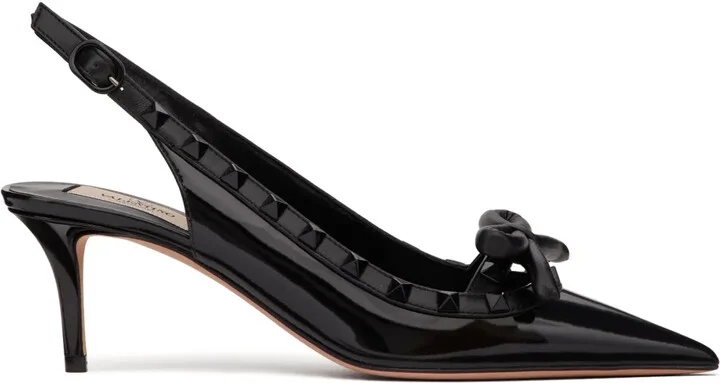 Rockstud 60mm bow-detail slingback pumps