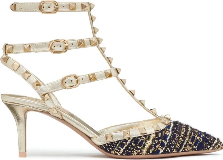Rockstud 65mm tweed pumps