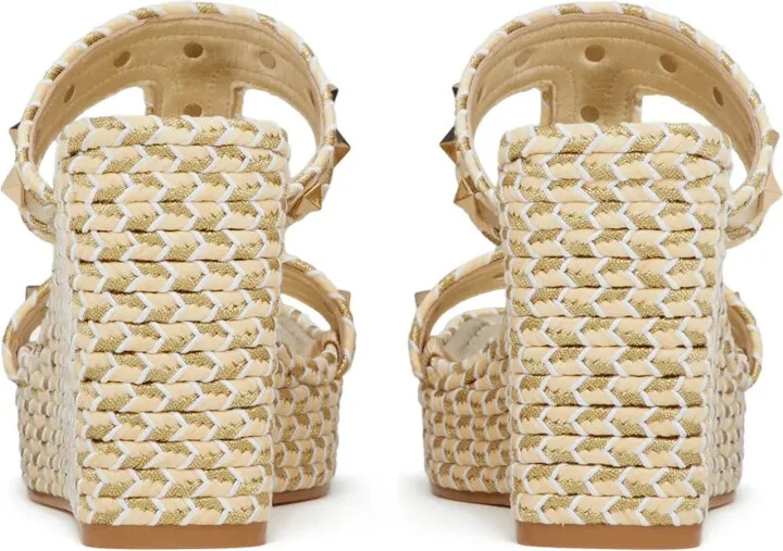 Rockstud 90mm woven wedge sandals - Image 3