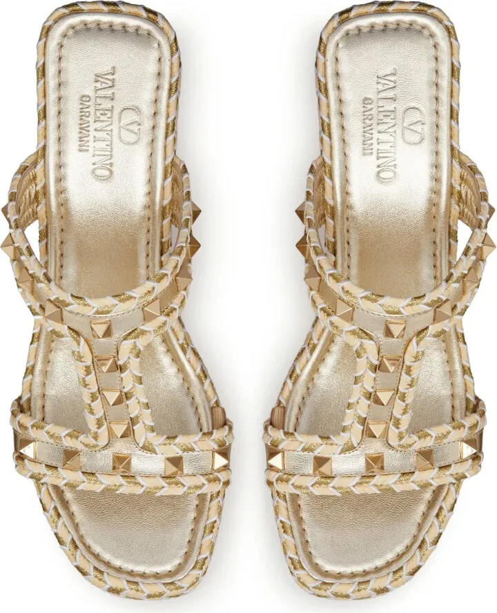 Rockstud 90mm woven wedge sandals - Image 4