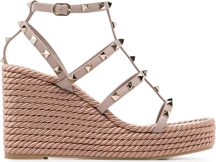 Rockstud 95mm caged wedge espadrilles