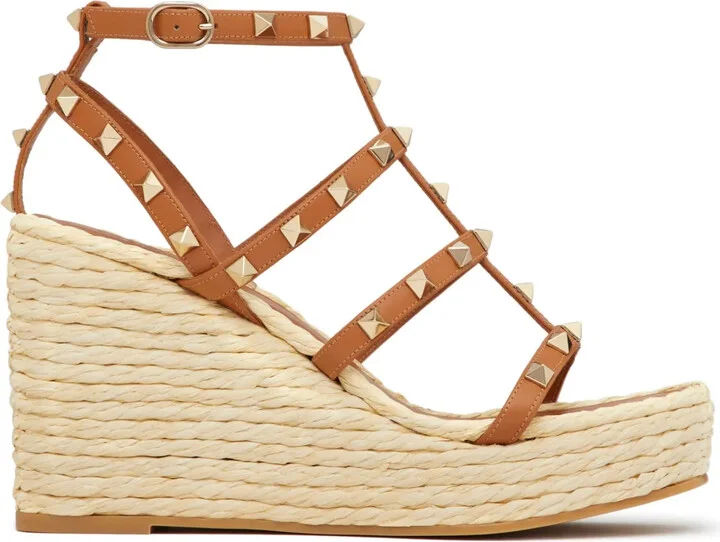 Rockstud 95mm wedge espadrilles
