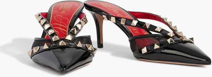 Rockstud Alcove mesh and patent-leather mules - Image 2