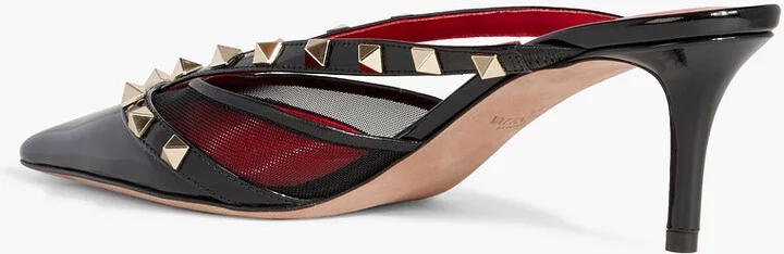 Rockstud Alcove mesh and patent-leather mules - Image 3