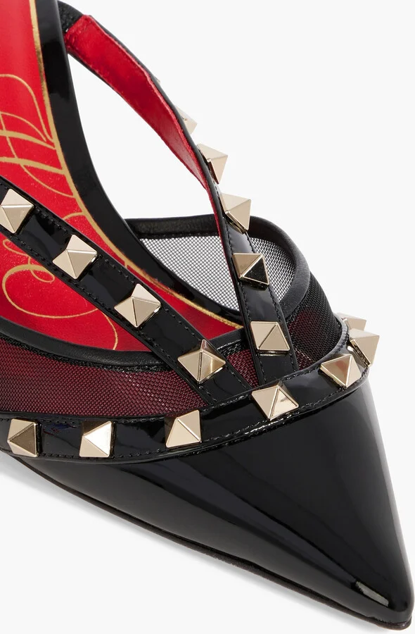 Rockstud Alcove mesh and patent-leather mules - Image 4