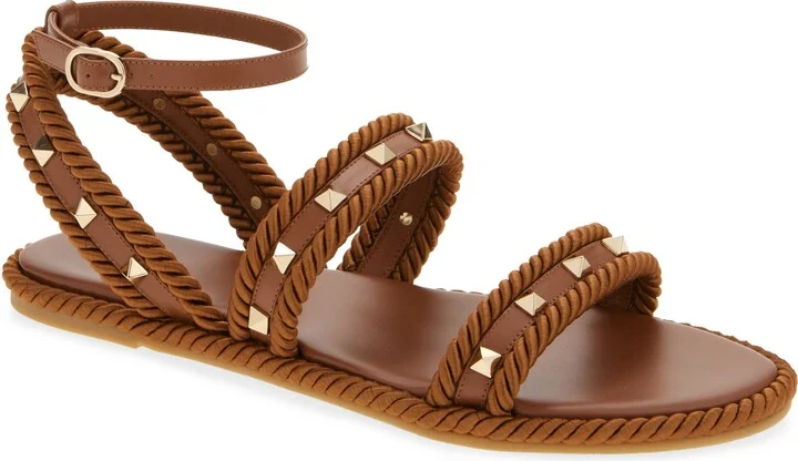 Rockstud Ankle Strap Flat Sandal