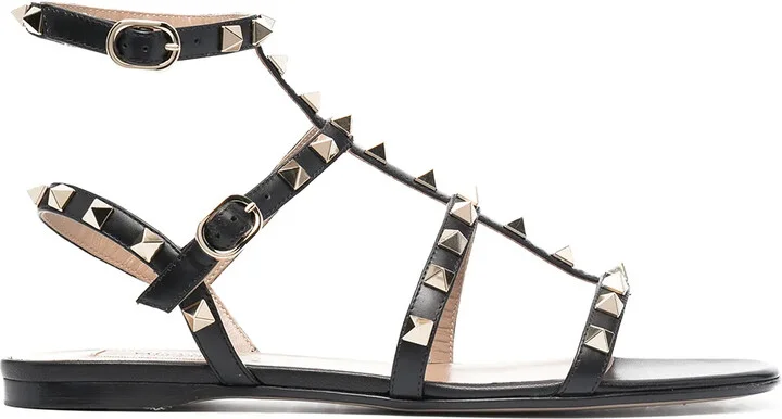 Rockstud ankle-strap flat sandals