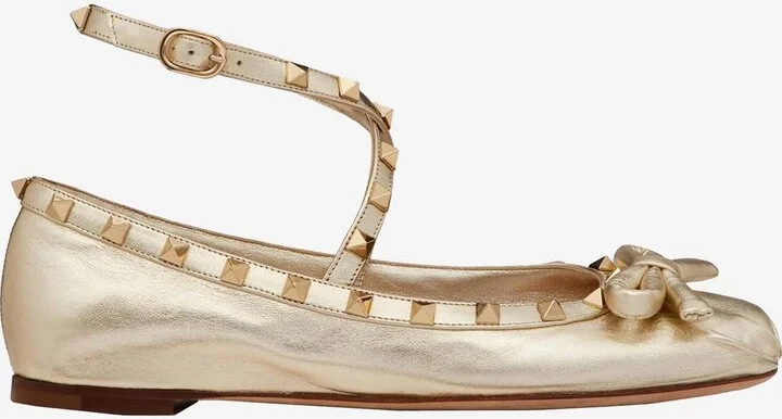 Rockstud Ballerinas in Laminated Nappa Leather