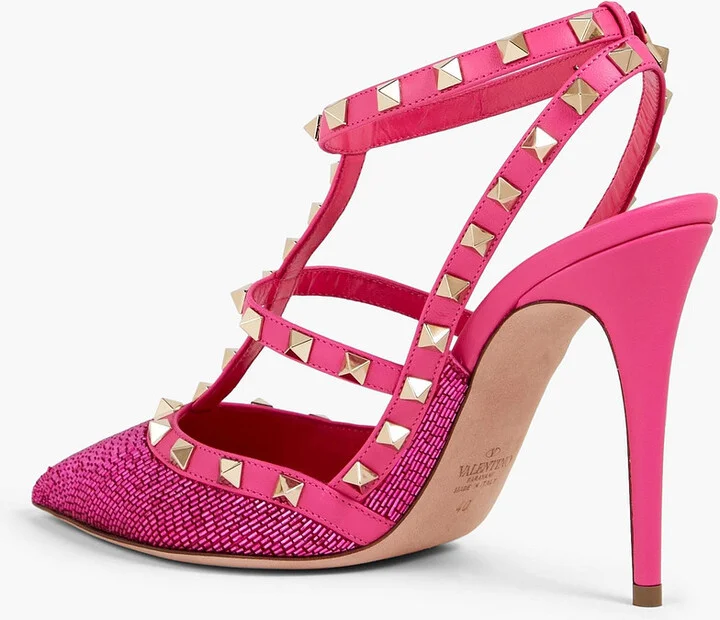 Rockstud bead-embellished leather pumps - Image 3