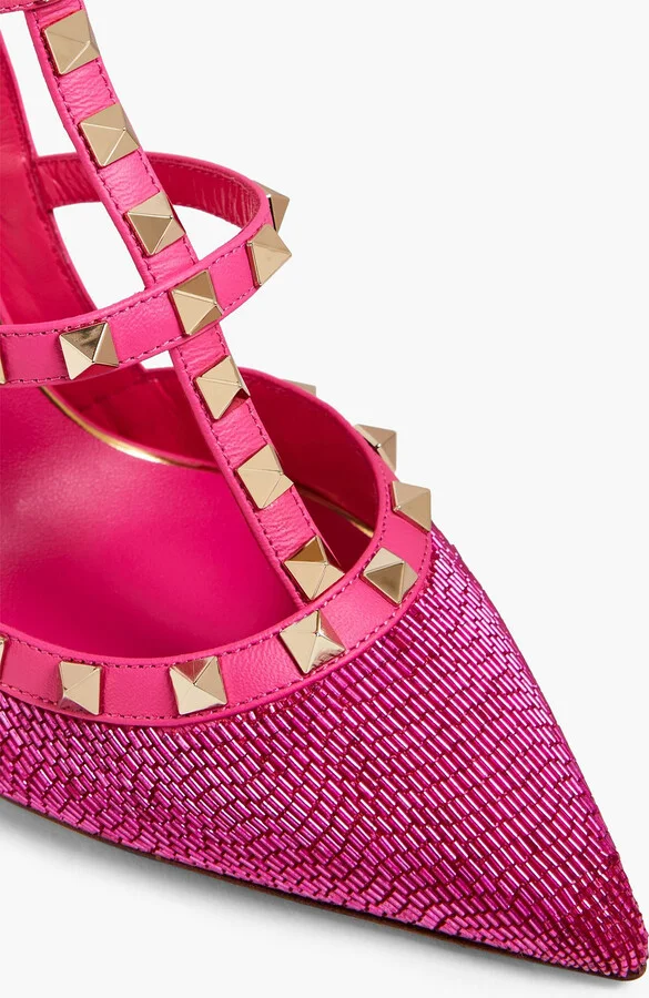 Rockstud bead-embellished leather pumps - Image 4