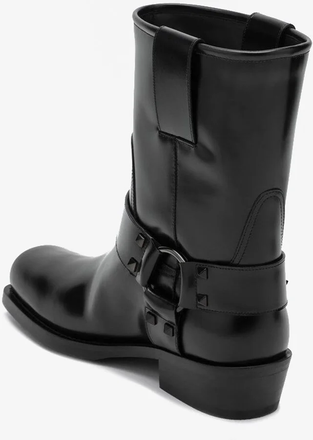 Rockstud Biker Ankle Boots in Calf Leather - Image 3