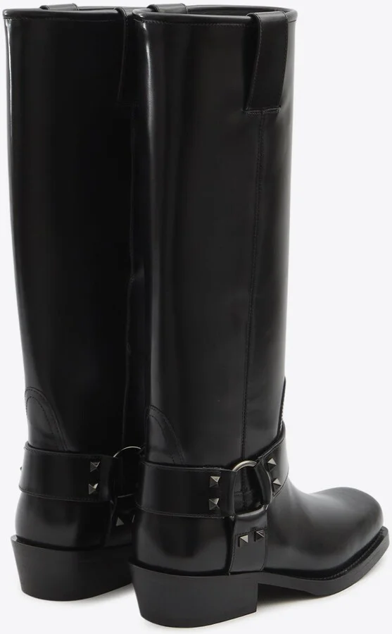 Rockstud Biker Leather Boots - Image 2