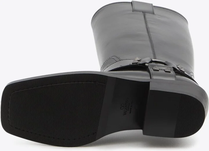 Rockstud Biker Leather Boots - Image 3