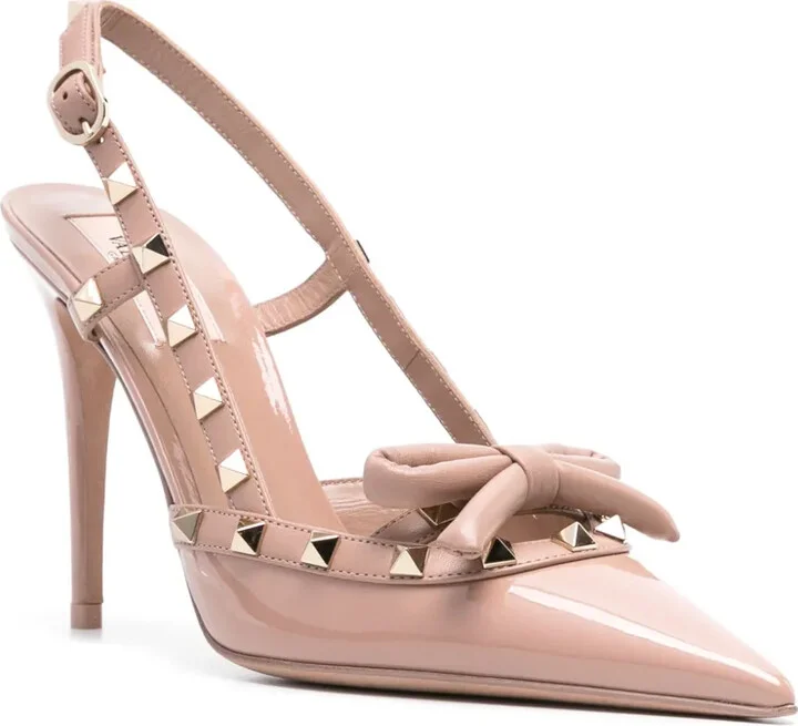 Rockstud Bow 100mm slingback pumps - Image 2