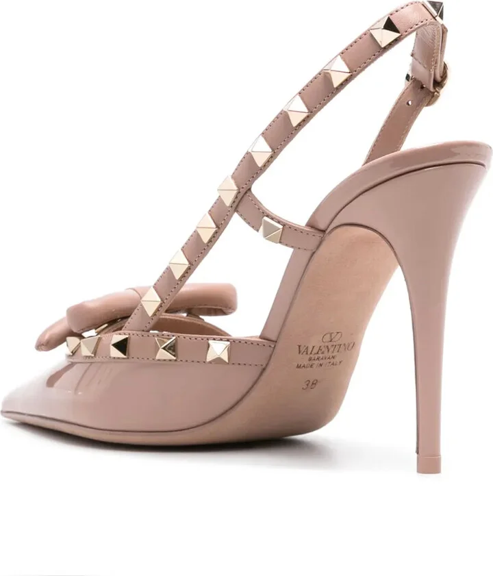 Rockstud Bow 100mm slingback pumps - Image 3