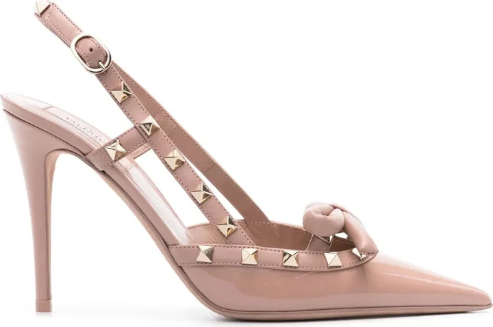 Rockstud Bow 100mm slingback pumps