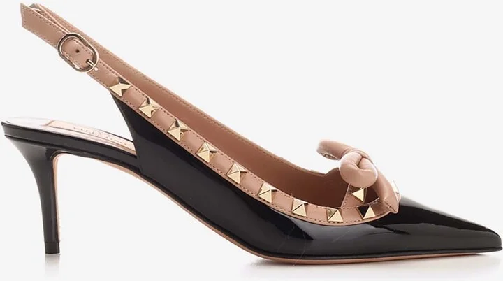 Rockstud Bow 60 Slingback Pumps in Patent Leather