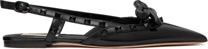 Rockstud Bow slingback ballerina shoes