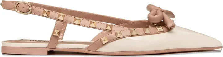 Rockstud Bow slingback ballerina shoes