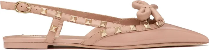 Rockstud Bow slingback ballerina shoes