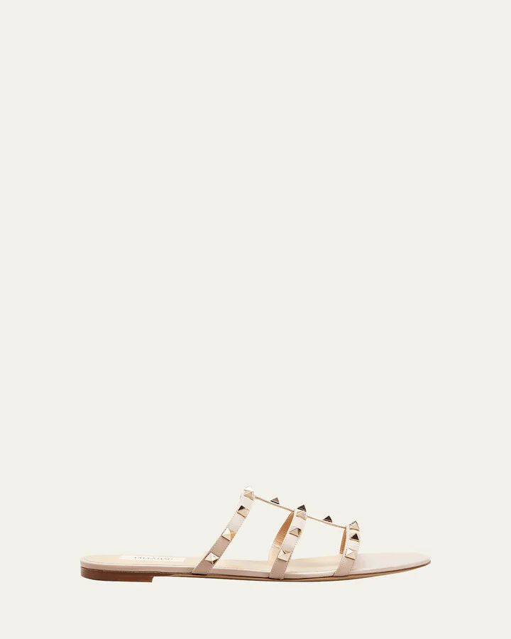Rockstud Caged Flat Slide Sandals