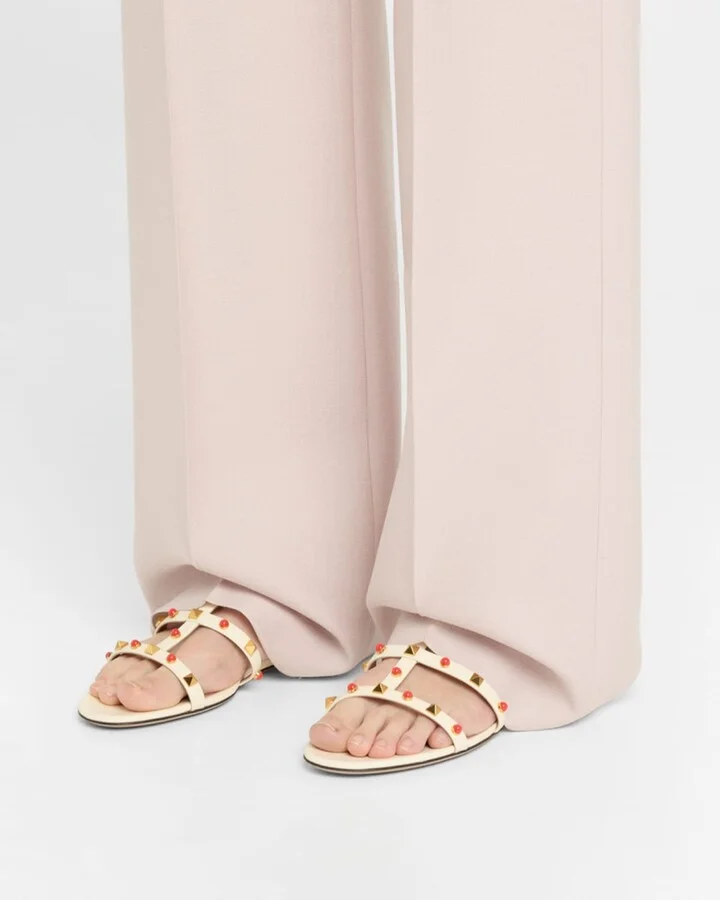 Rockstud Caged Leather Flat Sandals - Image 2