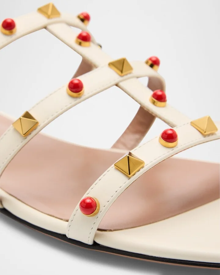 Rockstud Caged Leather Flat Sandals - Image 4
