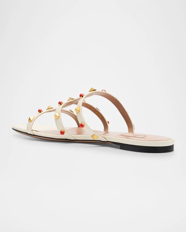 Rockstud Caged Leather Flat Sandals - Image 5
