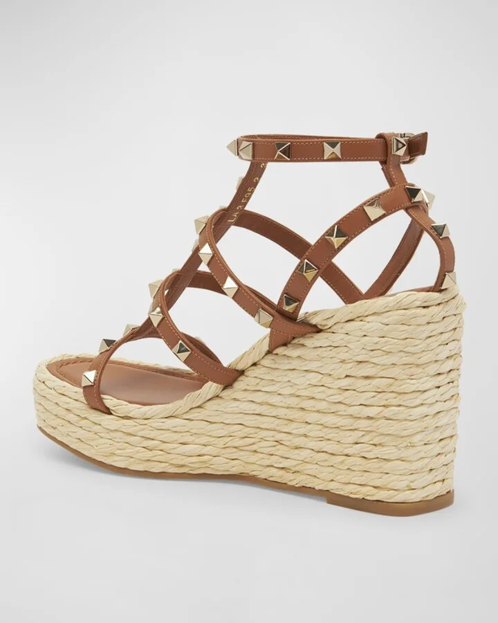 Rockstud Caged Wedge Espadrille Sandals - Image 8