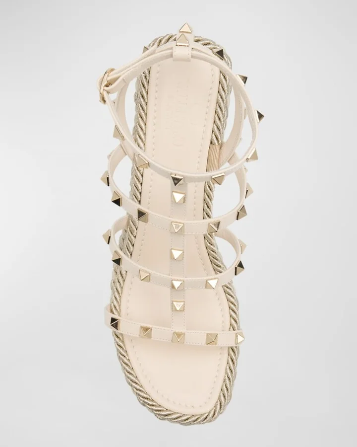 Rockstud Caged Wedge Espadrille Sandals - Image 2