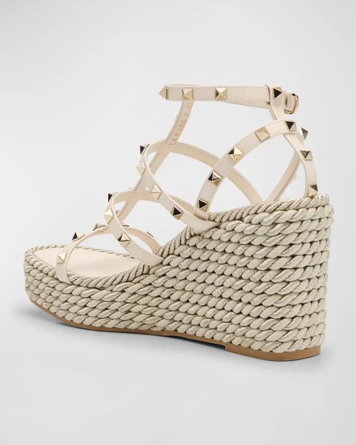 Rockstud Caged Wedge Espadrille Sandals - Image 3